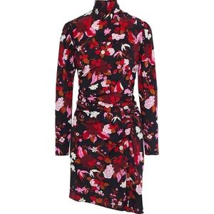 A.L.C. | Marcel Ruched Floral-Print Silk-Blend Mini Dress